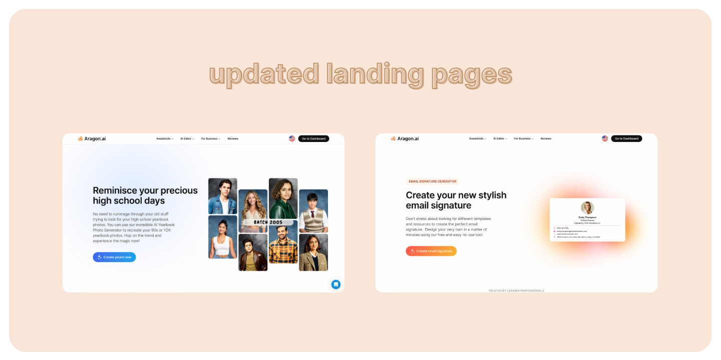 Updated Landing Pages